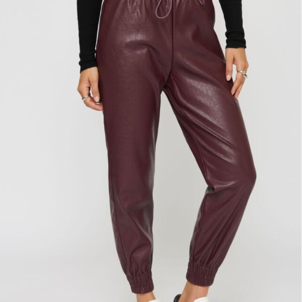 Dynamite Plum Faux Leather Leather Jogger Runs‎ larger.